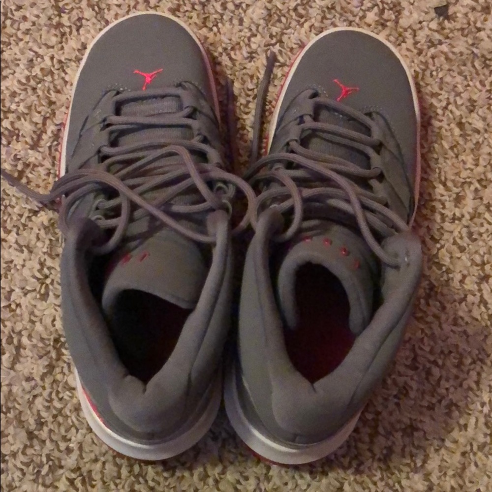 Gray with pink Jordan’s